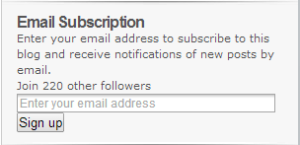 Email Subscription. Enter your email address to subscribe to this blog and receive notifications of new posts by email. Join 220 other followers